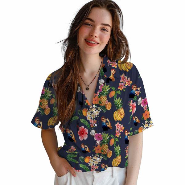 40s Hibiscus And Fruit Hawaiian Shirt Trendy