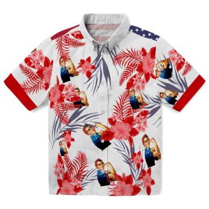 40s Patriotic Hibiscus Design Hawaiian Shirt Best selling