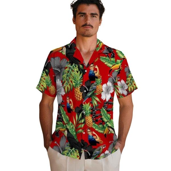 40s Toucan Hibiscus Pineapple Hawaiian Shirt High quality