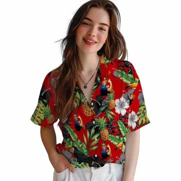 40s Toucan Hibiscus Pineapple Hawaiian Shirt Trendy