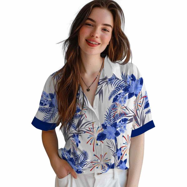 4th Of July Patriotic Hibiscus Design Hawaiian Shirt Trendy