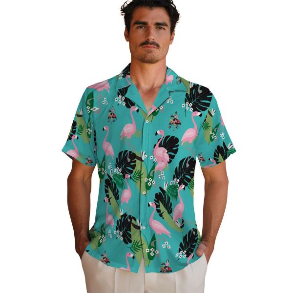 50s Flamingo Leaf Motif Hawaiian Shirt High quality