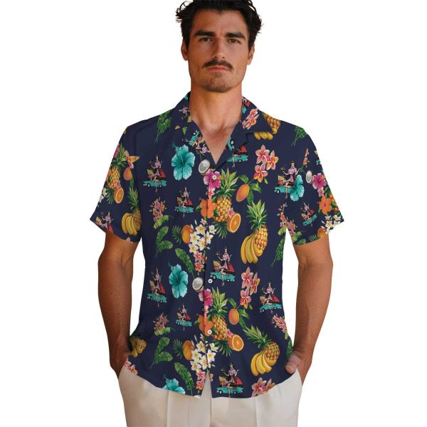 50s Hibiscus And Fruit Hawaiian Shirt High quality