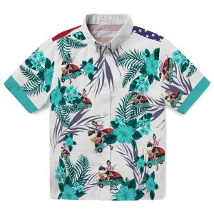 50s Patriotic Hibiscus Design Hawaiian Shirt Best selling