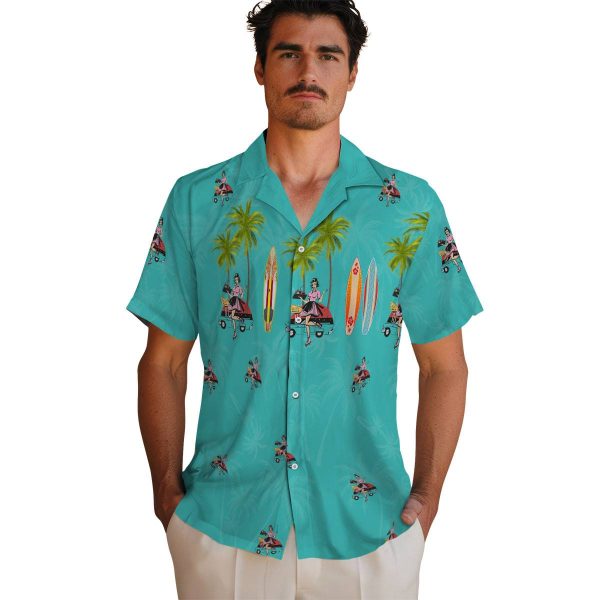 50s Surfboard Palm Hawaiian Shirt High quality