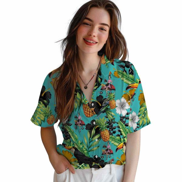 50s Toucan Hibiscus Pineapple Hawaiian Shirt Trendy