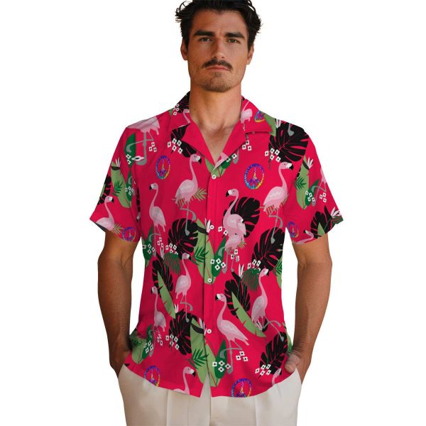 60s Flamingo Leaf Motif Hawaiian Shirt High quality