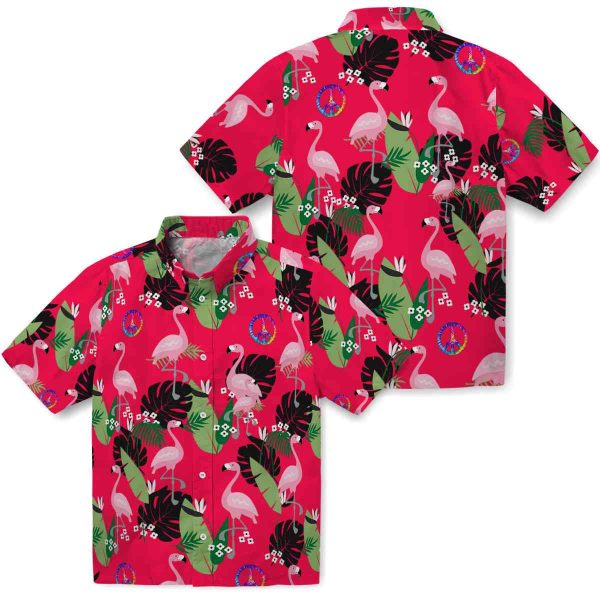 60s Flamingo Leaf Motif Hawaiian Shirt Latest Model