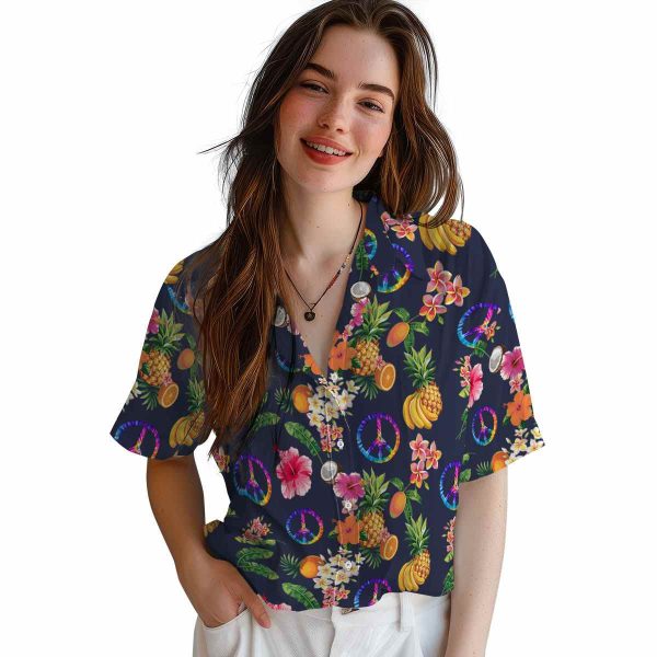 60s Hibiscus And Fruit Hawaiian Shirt Trendy