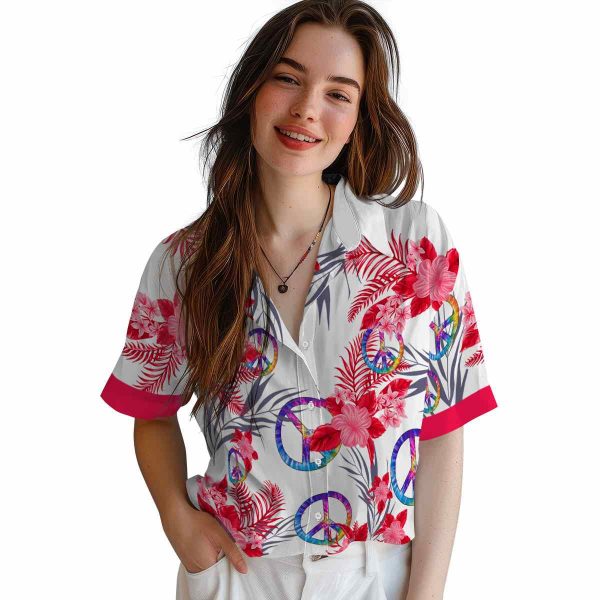 60s Patriotic Hibiscus Design Hawaiian Shirt Trendy