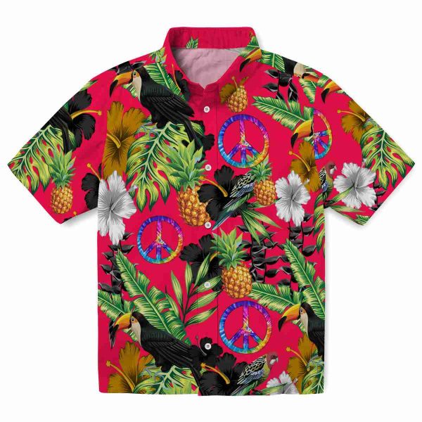 60s Toucan Hibiscus Pineapple Hawaiian Shirt Best selling