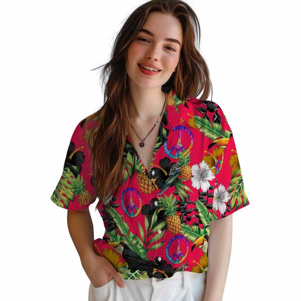 60s Toucan Hibiscus Pineapple Hawaiian Shirt Trendy