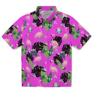 70s Flamingo Leaf Motif Hawaiian Shirt Best selling