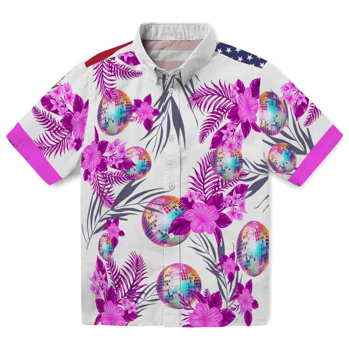 70s Patriotic Hibiscus Design Hawaiian Shirt Best selling