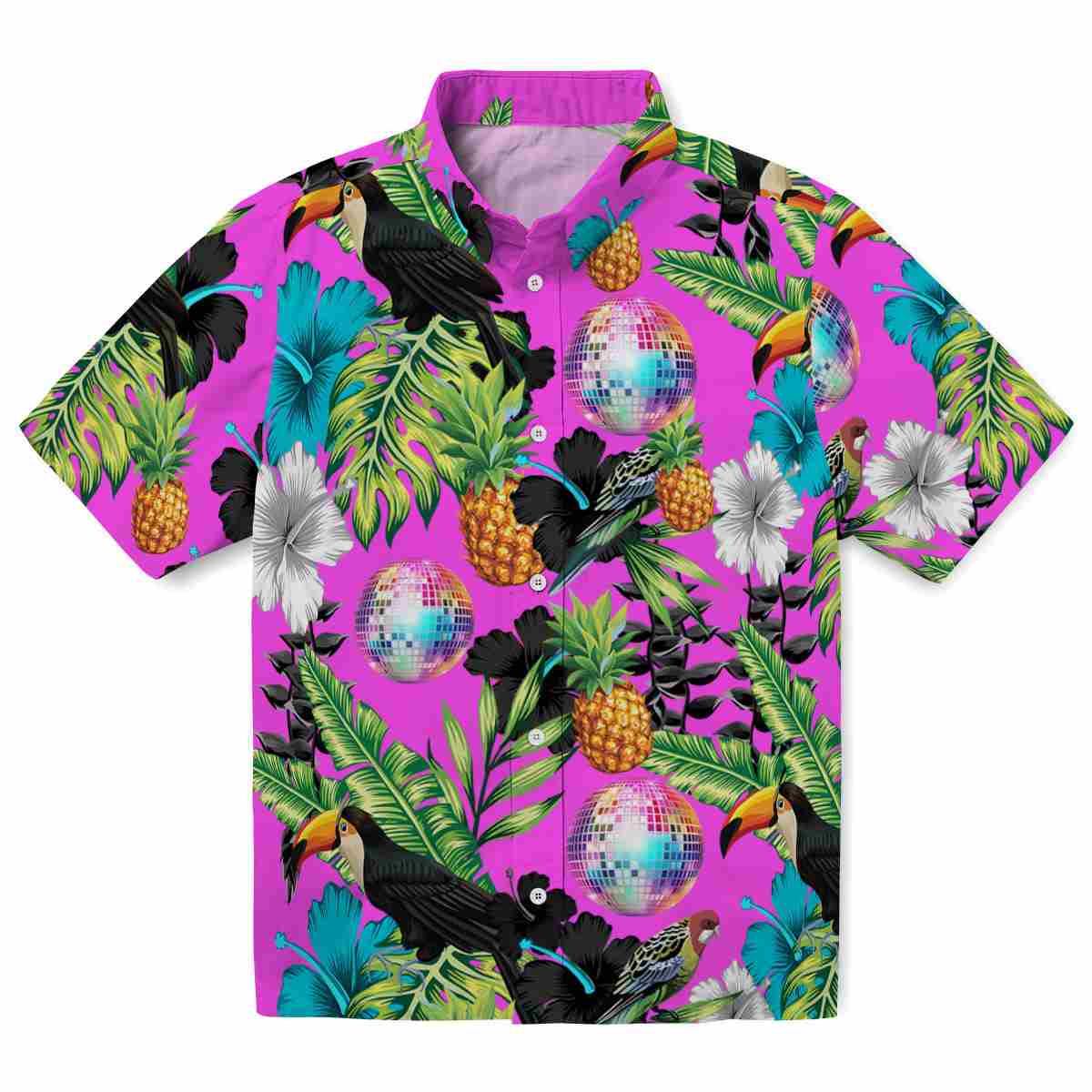 70s Toucan Hibiscus Pineapple Hawaiian Shirt Best selling