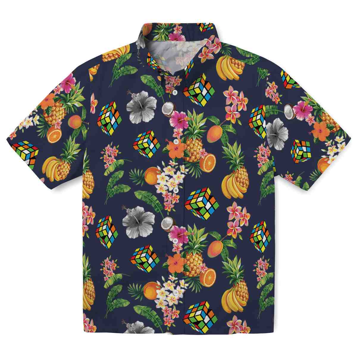 80s Hibiscus And Fruit Hawaiian Shirt Best selling 1