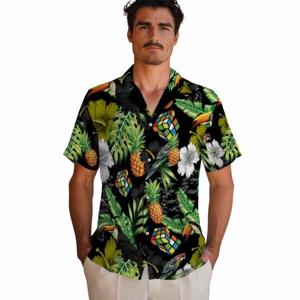 80s Toucan Hibiscus Pineapple Hawaiian Shirt High quality