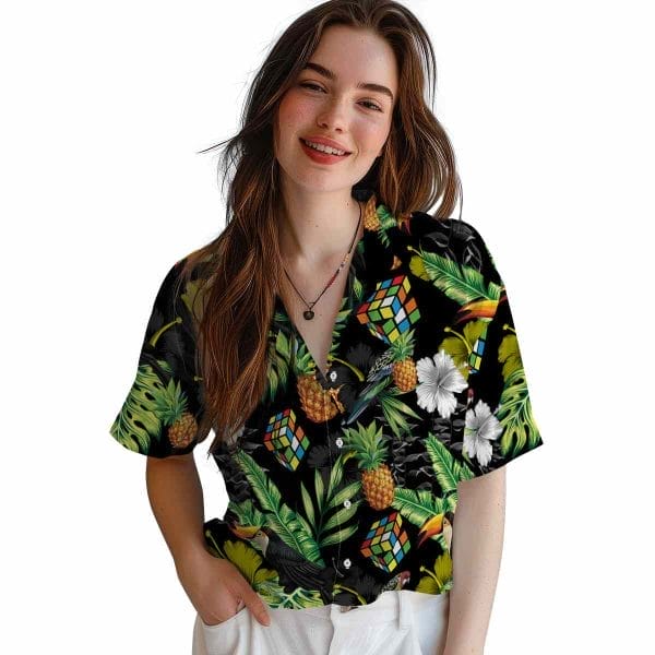 80s Toucan Hibiscus Pineapple Hawaiian Shirt Trendy