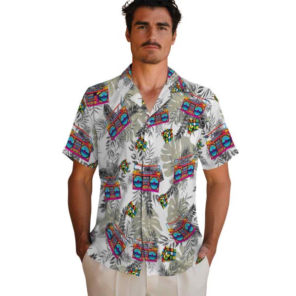 80s Tropical Leaves Hawaiian Shirt High quality