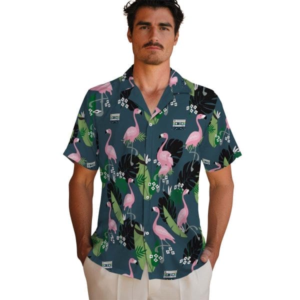 90s Flamingo Leaf Motif Hawaiian Shirt High quality