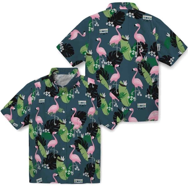 90s Flamingo Leaf Motif Hawaiian Shirt Latest Model