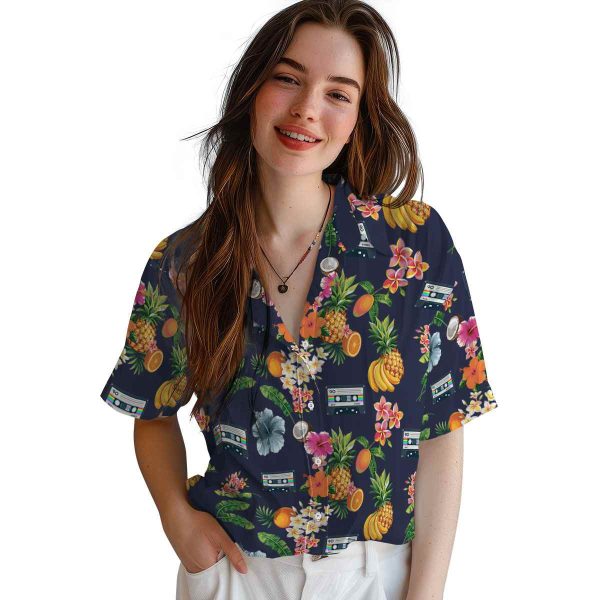 90s Hibiscus And Fruit Hawaiian Shirt Trendy