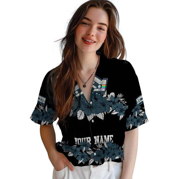 90s Hibiscus Stripe Hawaiian Shirt Trendy