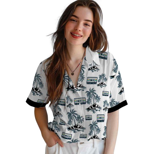 90s Palm Island Print Hawaiian Shirt Trendy
