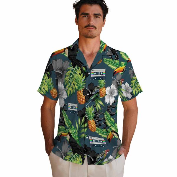 90s Toucan Hibiscus Pineapple Hawaiian Shirt High quality