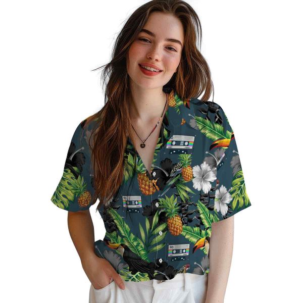 90s Toucan Hibiscus Pineapple Hawaiian Shirt Trendy