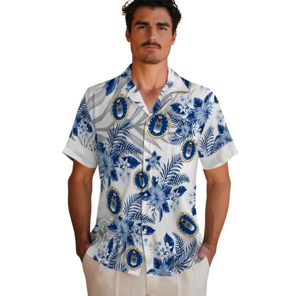 Air Force Hibiscus Palm Leaves Hawaiian Shirt High quality