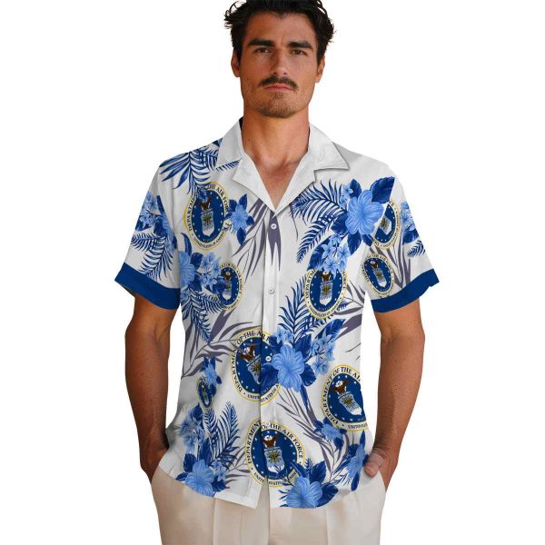 Air Force Patriotic Hibiscus Design Hawaiian Shirt High quality