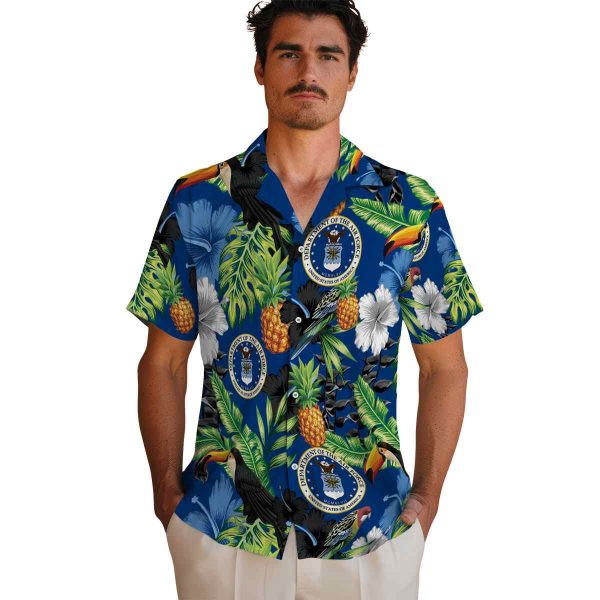 Air Force Toucan Hibiscus Pineapple Hawaiian Shirt High quality