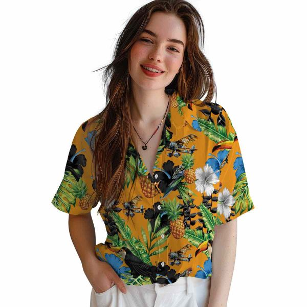 Airplane Toucan Hibiscus Pineapple Hawaiian Shirt Trendy