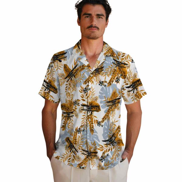 Airplane Tropical Leaves Hawaiian Shirt High quality