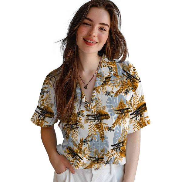 Airplane Tropical Leaves Hawaiian Shirt Trendy