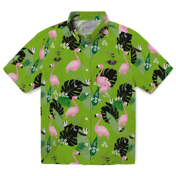Alien Flamingo Leaf Motif Hawaiian Shirt Best selling