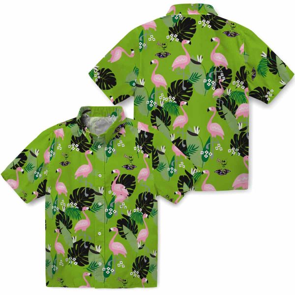 Alien Flamingo Leaf Motif Hawaiian Shirt Latest Model