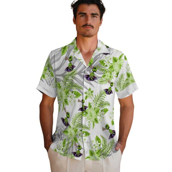 Alien Hibiscus Palm Leaves Hawaiian Shirt High quality