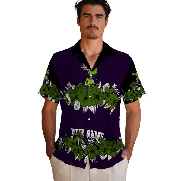 Alien Hibiscus Stripe Hawaiian Shirt High quality