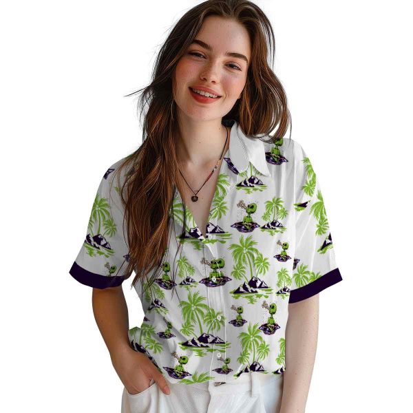 Alien Palm Island Print Hawaiian Shirt Trendy