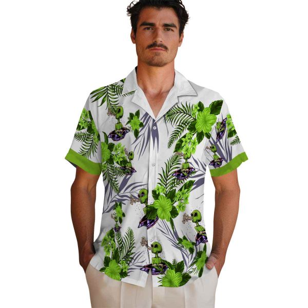 Alien Patriotic Hibiscus Design Hawaiian Shirt High quality