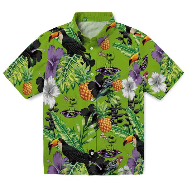 Alien Toucan Hibiscus Pineapple Hawaiian Shirt Best selling