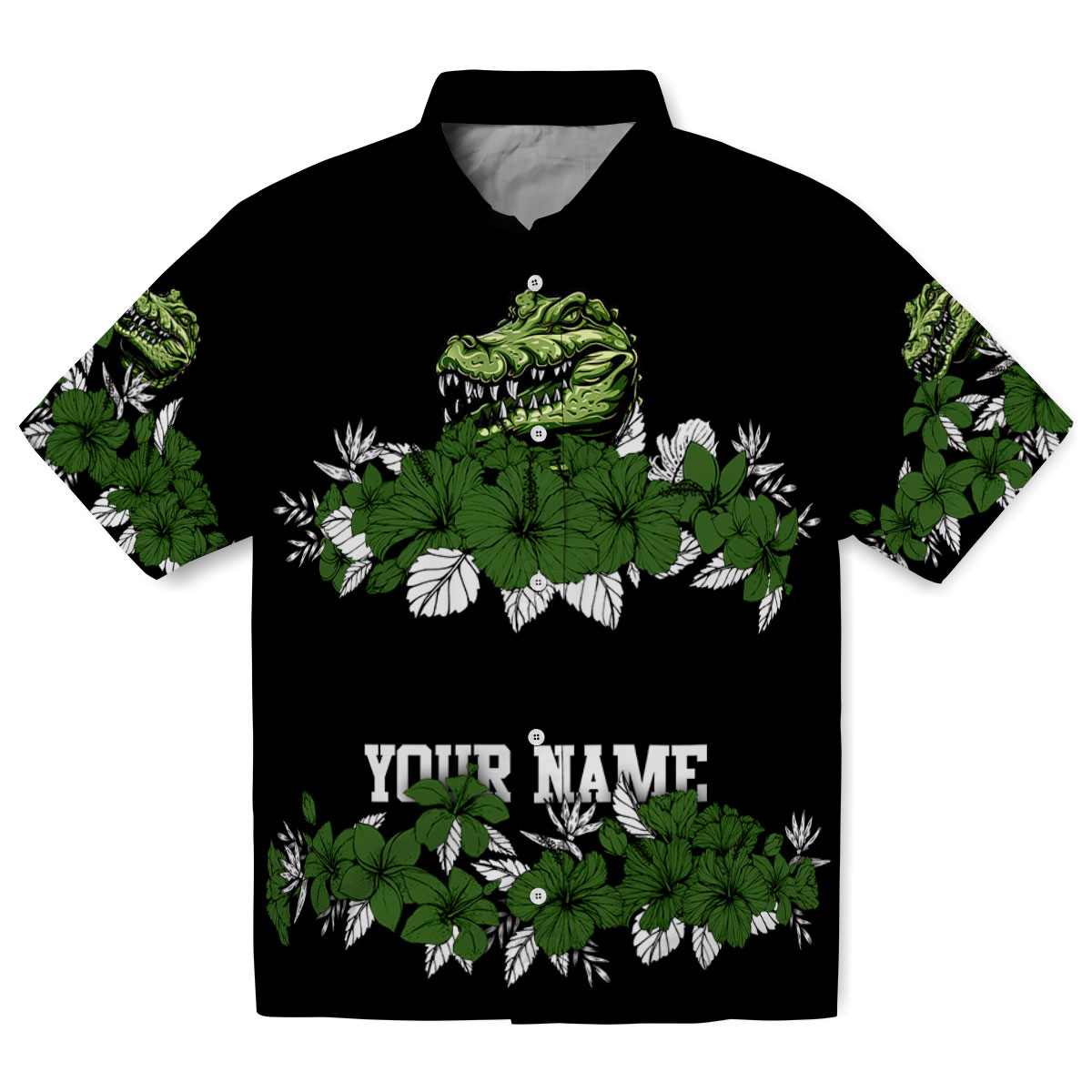 Alligator Hibiscus Stripe Hawaiian Shirt Best selling