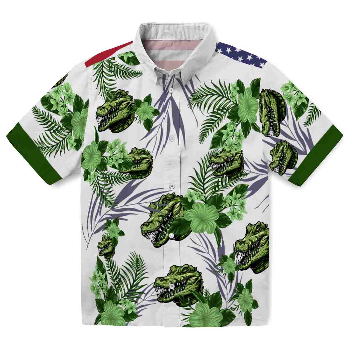 Alligator Patriotic Hibiscus Design Hawaiian Shirt Best selling