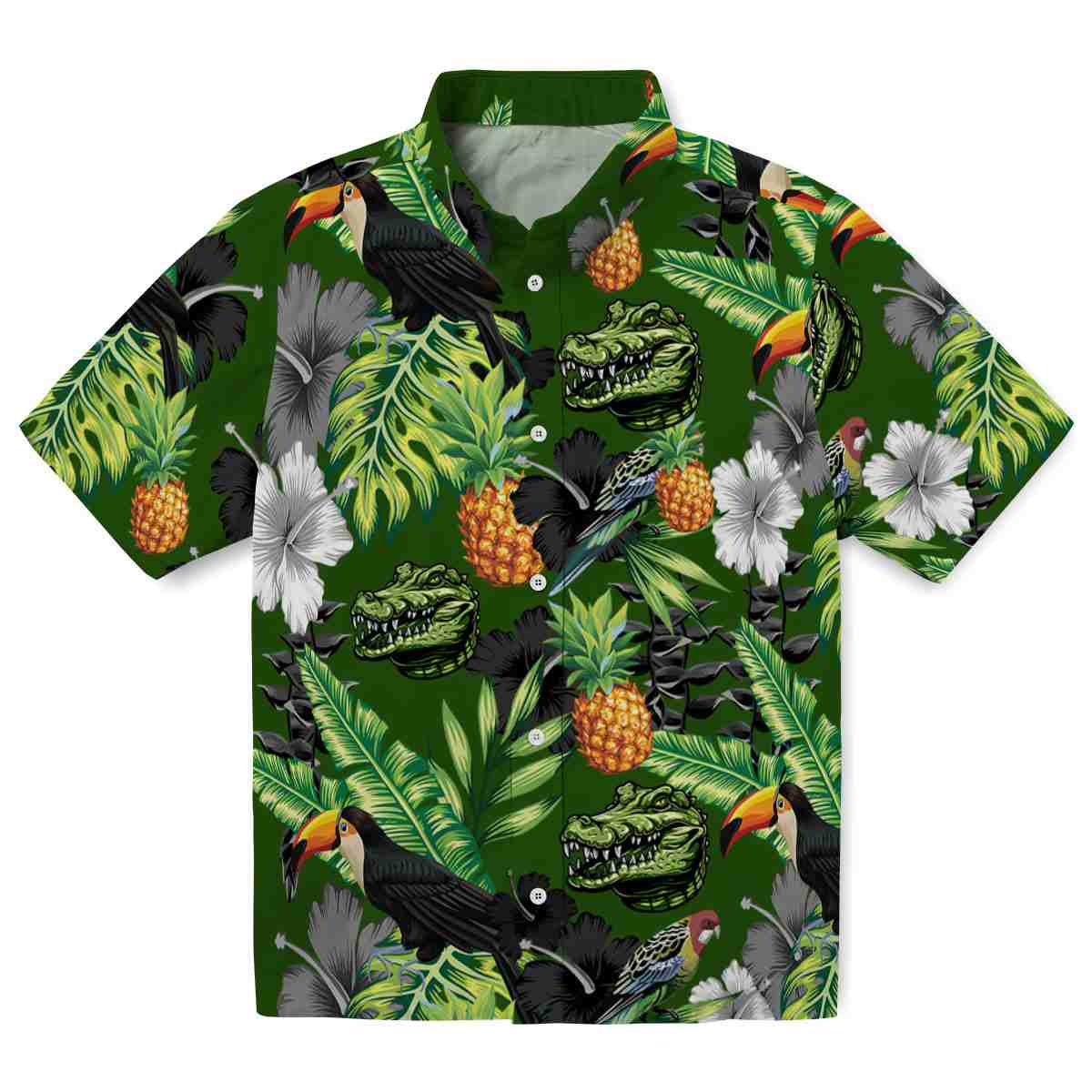Alligator Toucan Hibiscus Pineapple Hawaiian Shirt Best selling