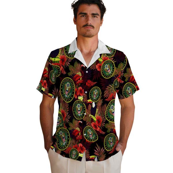 Army Floral Toucan Hawaiian Shirt High quality