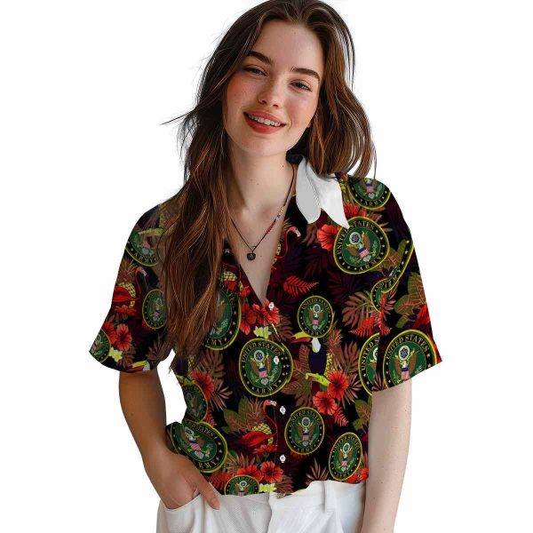 Army Floral Toucan Hawaiian Shirt Trendy