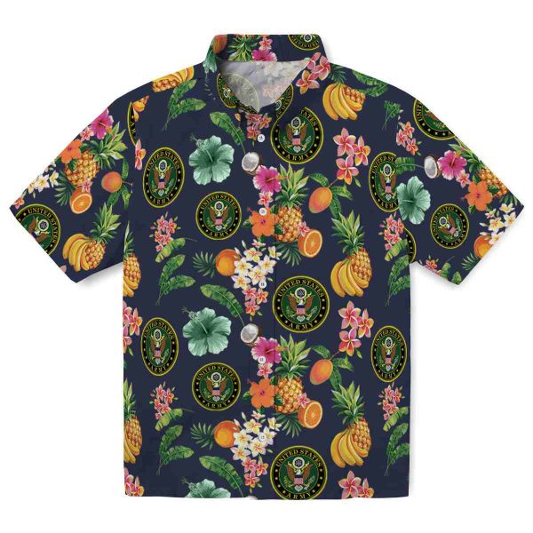 Army Hibiscus And Fruit Hawaiian Shirt Best selling