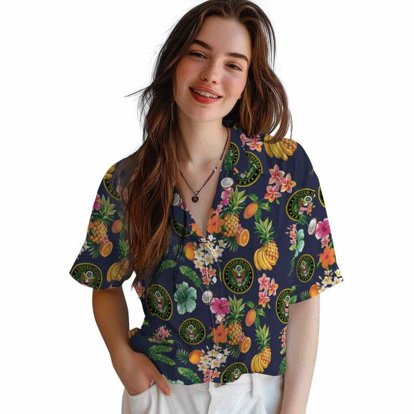 Army Hibiscus And Fruit Hawaiian Shirt Trendy